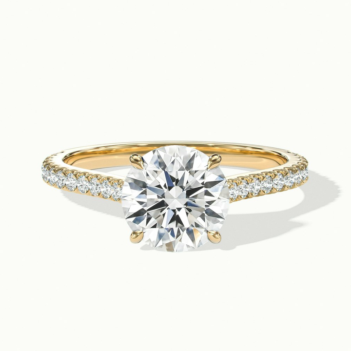 Riva 2.5 Carat Round Solitaire Scallop Lab Grown Engagement Ring in 14k Yellow Gold