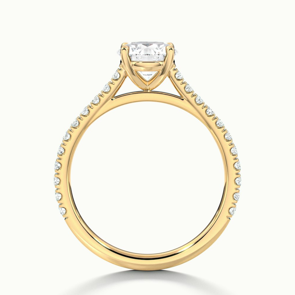 Riva 2.5 Carat Round Solitaire Scallop Lab Grown Engagement Ring in 14k Yellow Gold