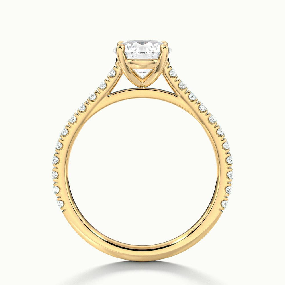 Lilly 2 Carat Round Solitaire Scallop Moissanite Diamond Ring in 10k Yellow Gold