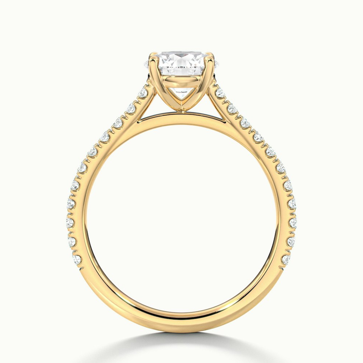 Lilly 2 Carat Round Solitaire Scallop Moissanite Diamond Ring in 10k Yellow Gold