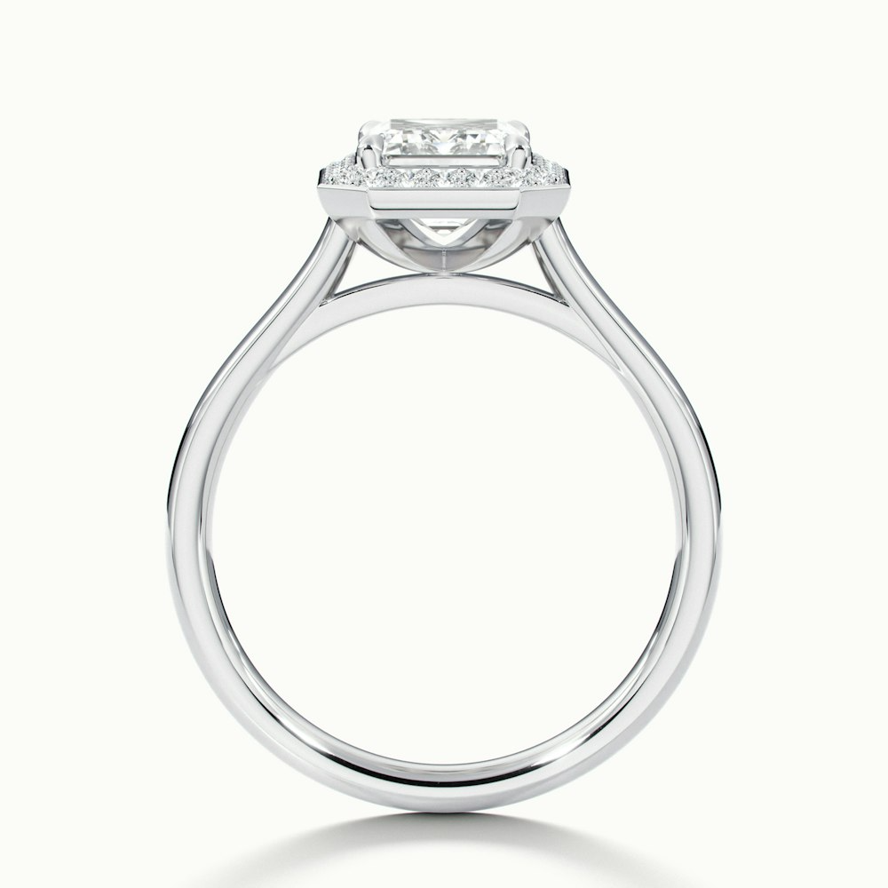 Lara 5 Carat Emerald Cut Halo Moissanite Diamond Ring in Platinum