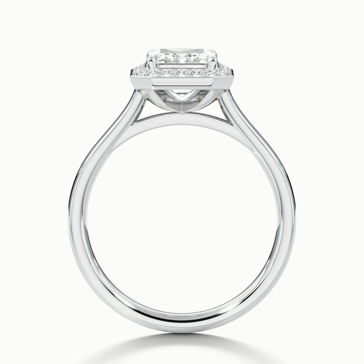 Lara 1 Carat Emerald Cut Halo Moissanite Diamond Ring in 10k White Gold