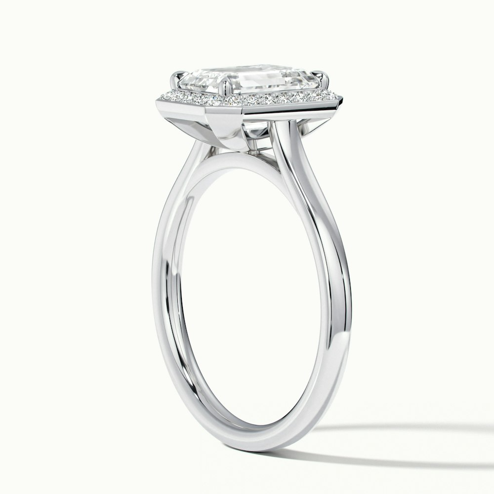 Ila 2 Carat Emerald Cut Halo Lab Grown Engagement Ring in 10k White Gold