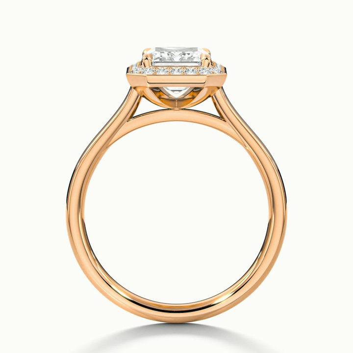 Lara 4 Carat Emerald Cut Halo Moissanite Diamond Ring in 14k Rose Gold