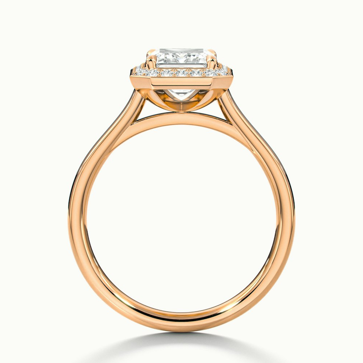 Lara 1.5 Carat Emerald Cut Halo Moissanite Diamond Ring in 10k Rose Gold