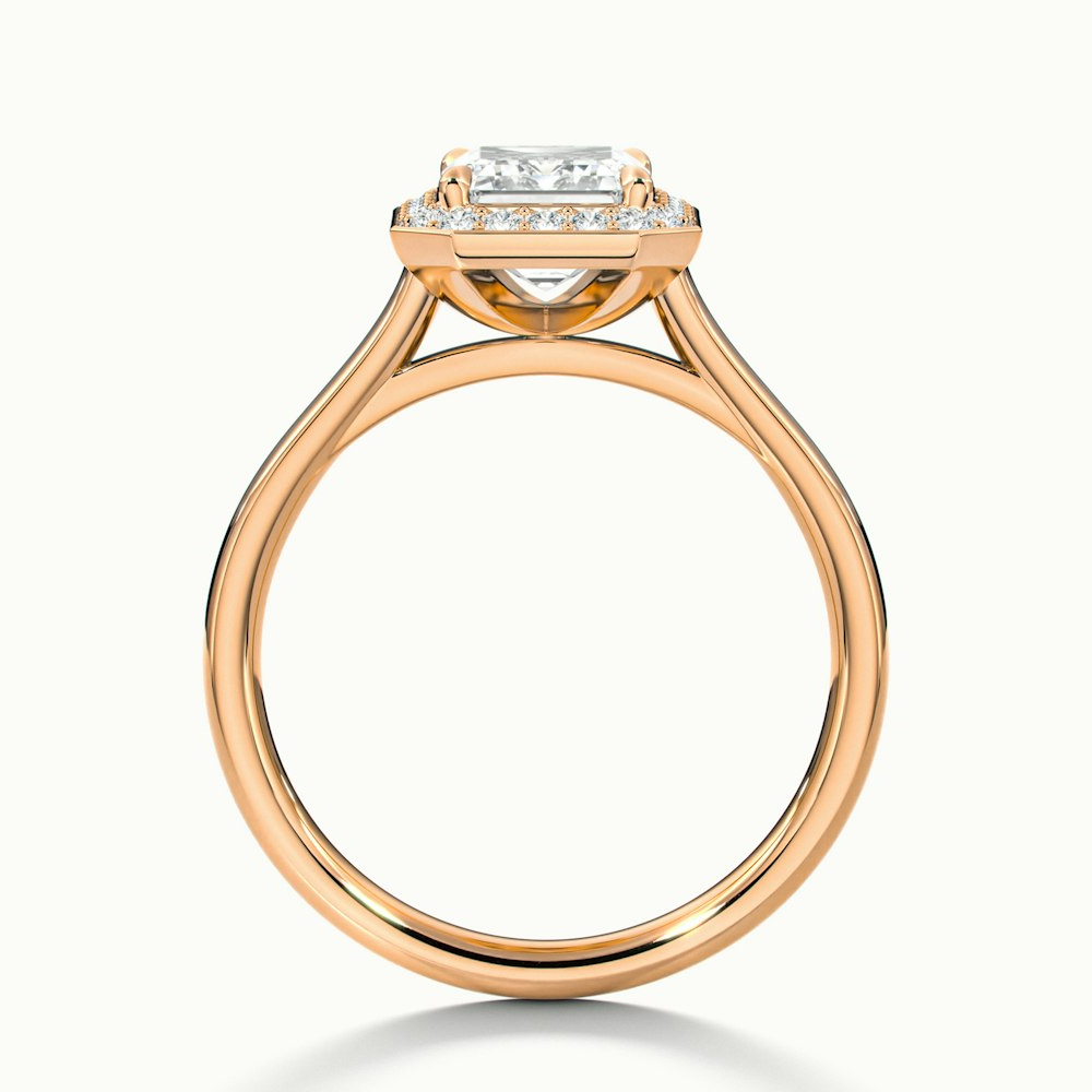 Lara 1 Carat Emerald Cut Halo Moissanite Diamond Ring in 10k Rose Gold