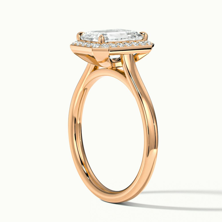 Lara 1 Carat Emerald Cut Halo Moissanite Diamond Ring in 10k Rose Gold