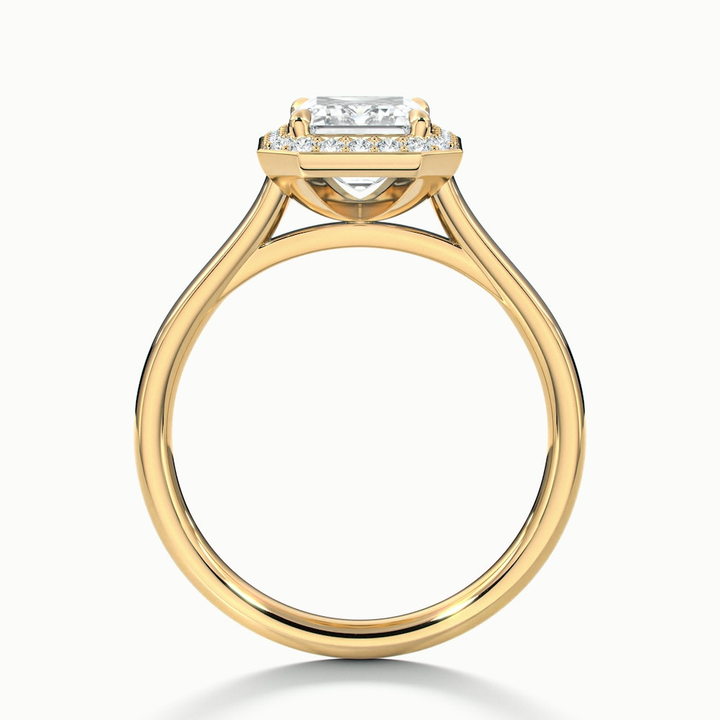 Lara 1 Carat Emerald Cut Halo Moissanite Diamond Ring in 10k Yellow Gold