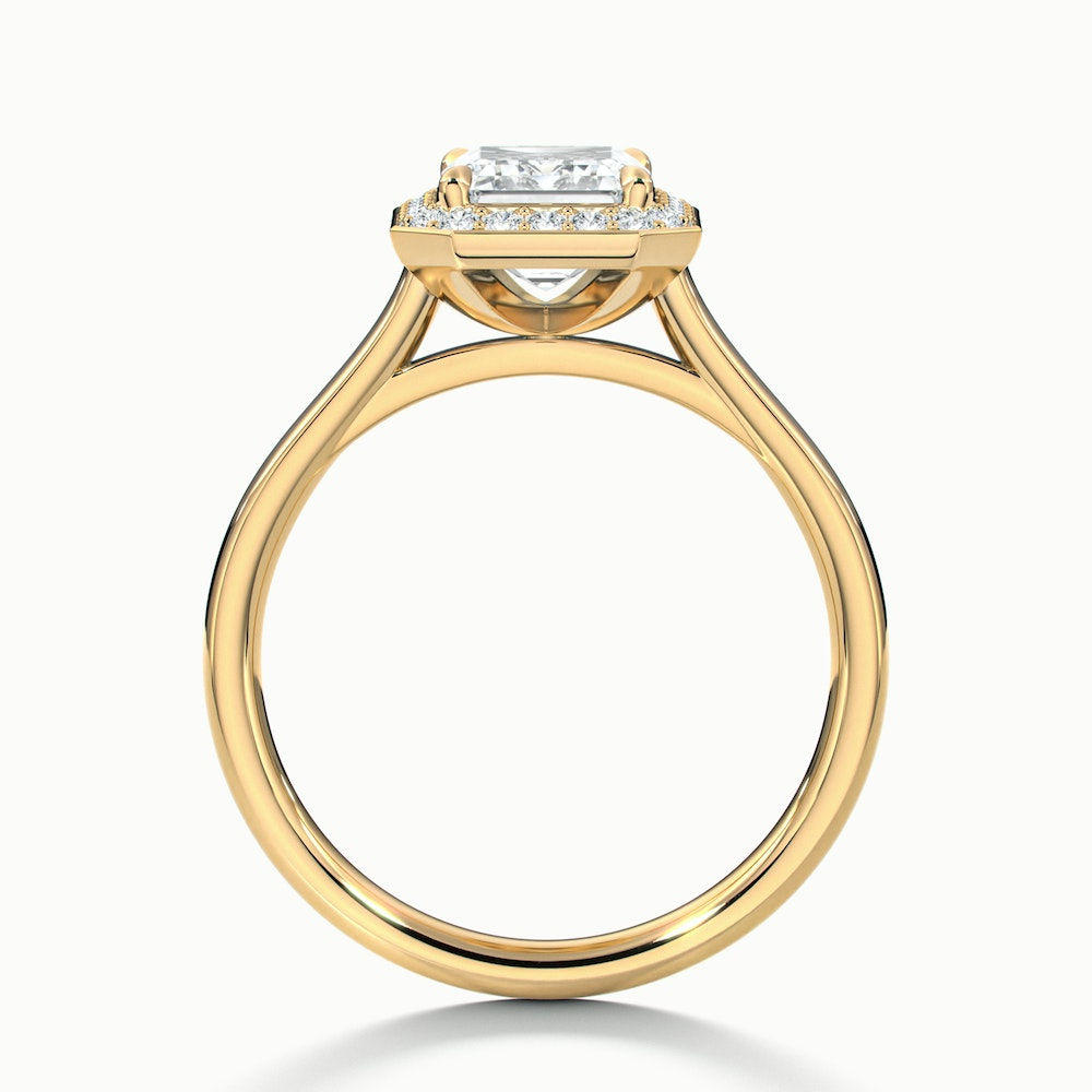 Lara 5.5 Carat Emerald Cut Halo Moissanite Diamond Ring in 18k Yellow Gold