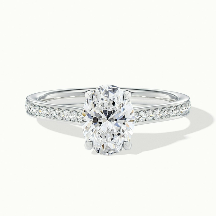 Sky 2.5 Carat Oval Cut Solitaire Pave Lab Grown Engagement Ring in 10k White Gold