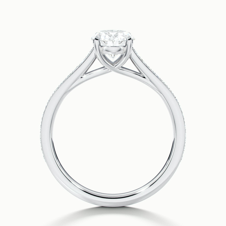 Sky 3 Carat Oval Cut Solitaire Pave Lab Grown Engagement Ring in Platinum