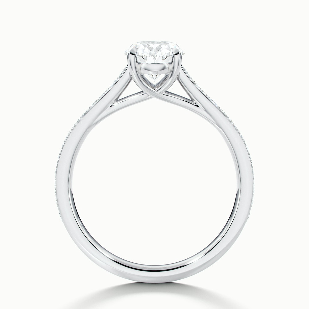 Carla 2 Carat Oval Cut Solitaire Pave Moissanite Diamond Ring in 10k White Gold