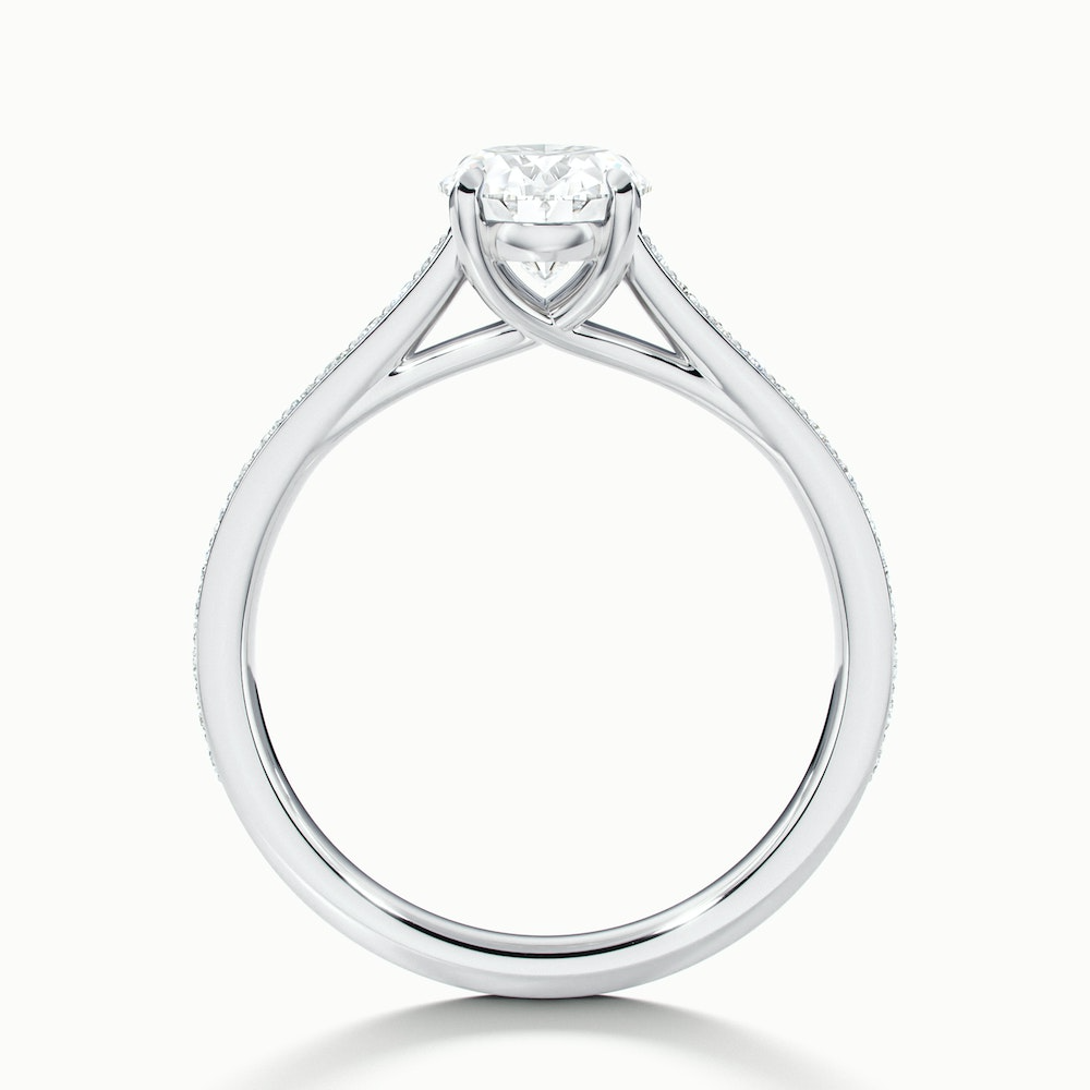 Sky 3.5 Carat Oval Cut Solitaire Pave Lab Grown Engagement Ring in 10k White Gold