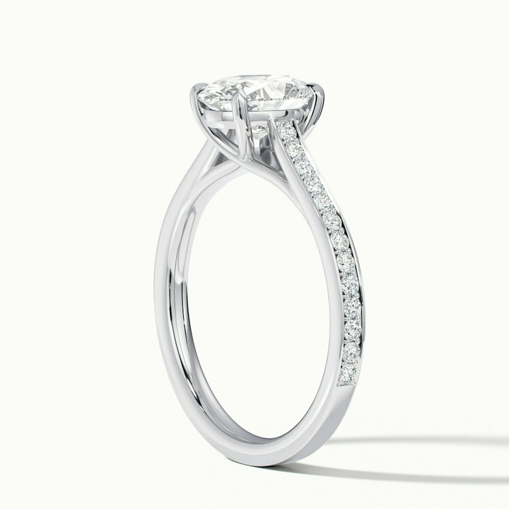 Carla 4.5 Carat Oval Cut Solitaire Pave Moissanite Diamond Ring in 14k White Gold