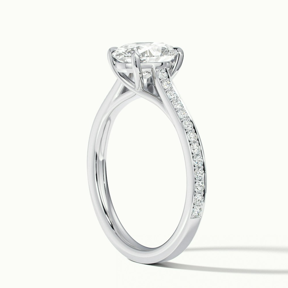 Carla 2.5 Carat Oval Cut Solitaire Pave Moissanite Diamond Ring in 10k White Gold