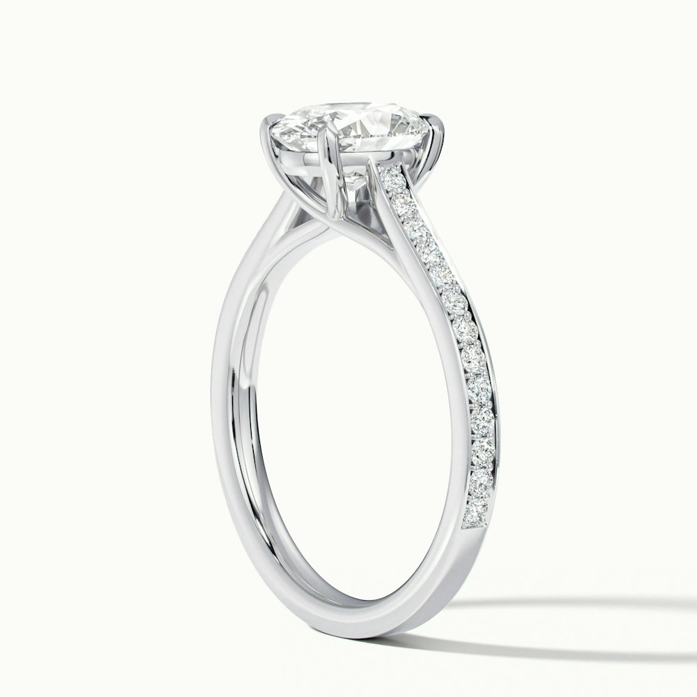 Carla 2 Carat Oval Cut Solitaire Pave Moissanite Diamond Ring in 10k White Gold