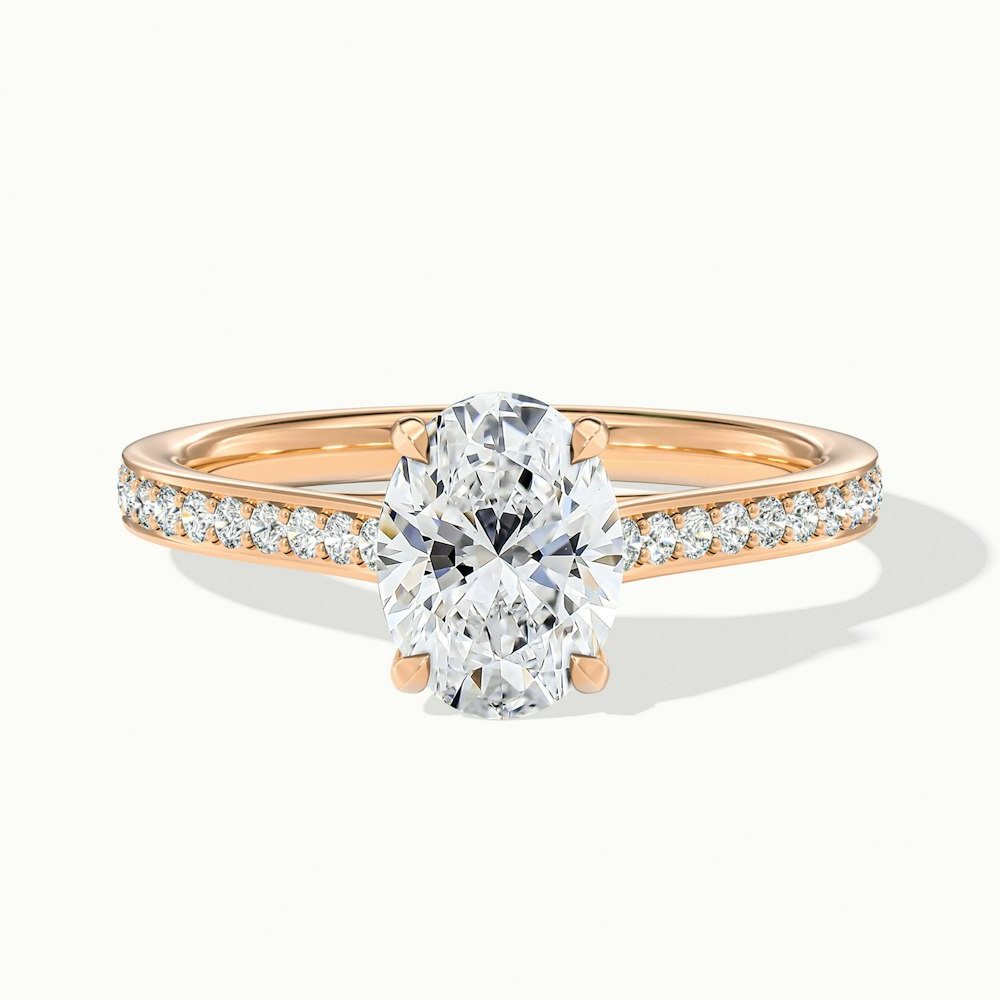 Sky 4.5 Carat Oval Cut Solitaire Pave Lab Grown Engagement Ring in 10k Rose Gold