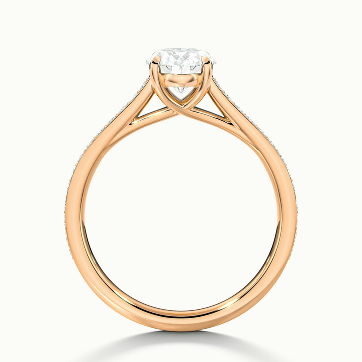 Sky 2 Carat Oval Cut Solitaire Pave Lab Grown Engagement Ring in 10k Rose Gold