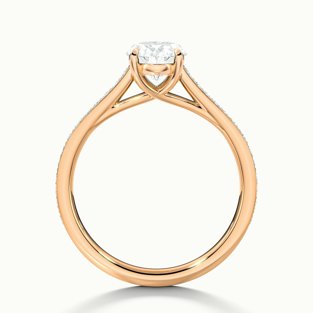 Sky 2.5 Carat Oval Cut Solitaire Pave Lab Grown Engagement Ring in 10k Rose Gold