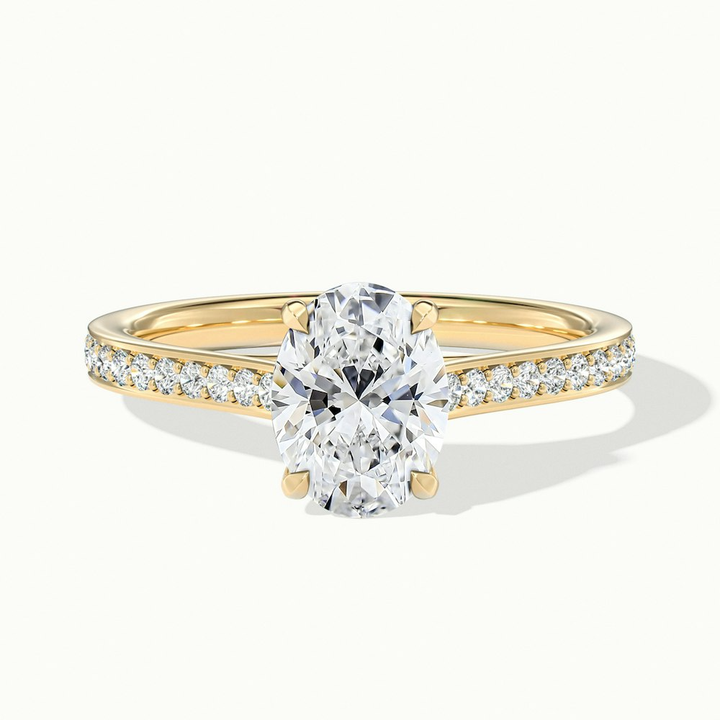 Sky 1.5 Carat Oval Cut Solitaire Pave Lab Grown Engagement Ring in 10k Yellow Gold