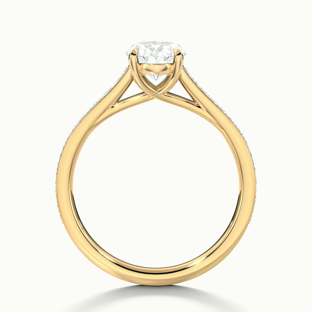 Carla 3.5 Carat Oval Cut Solitaire Pave Moissanite Diamond Ring in 10k Yellow Gold