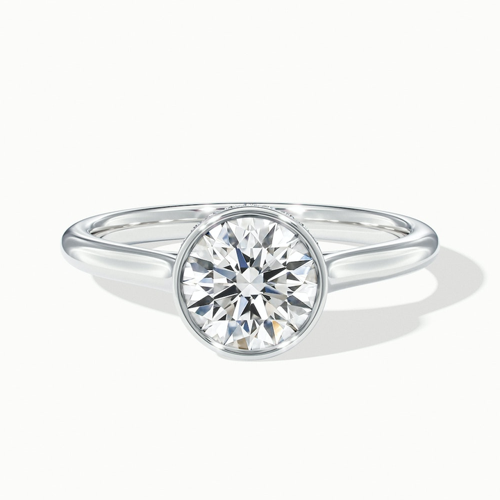 Anya 4 Carat Round Solitaire Lab Grown Engagement Ring Hidden Halo in 18k White Gold