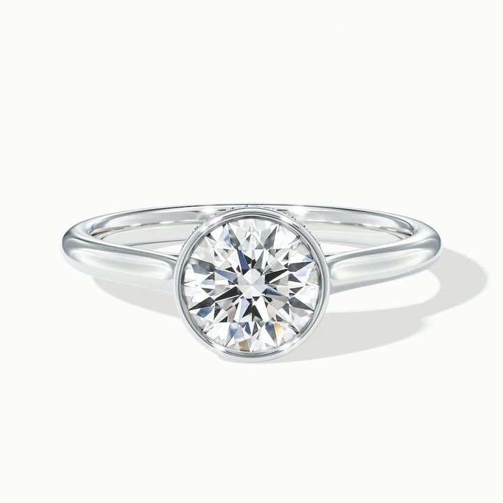 Anya 2 Carat Round Solitaire Lab Grown Engagement Ring Hidden Halo in 10k White Gold