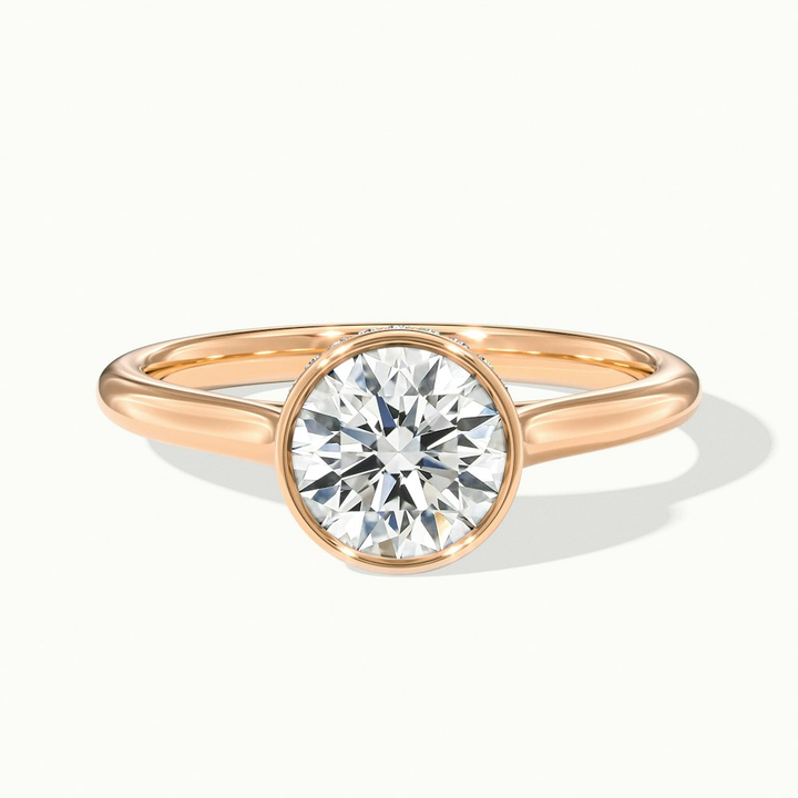 Angel 4 Carat Round Bezel Set Moissanite Diamond Ring in 14k Rose Gold