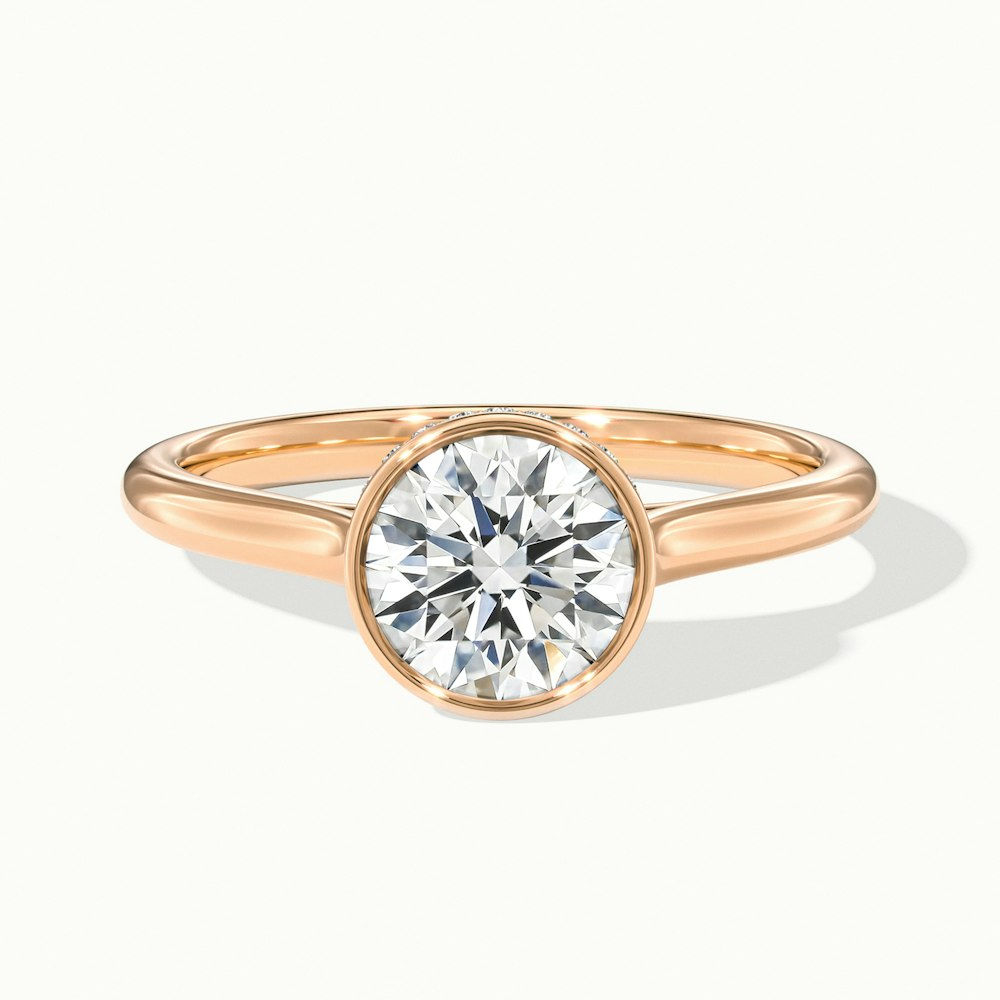 Angel 1.5 Carat Round Bezel Set Moissanite Diamond Ring in 14k Rose Gold