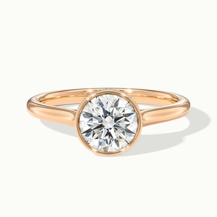 Angel 1 Carat Round Bezel Set Moissanite Diamond Ring in 18k Rose Gold