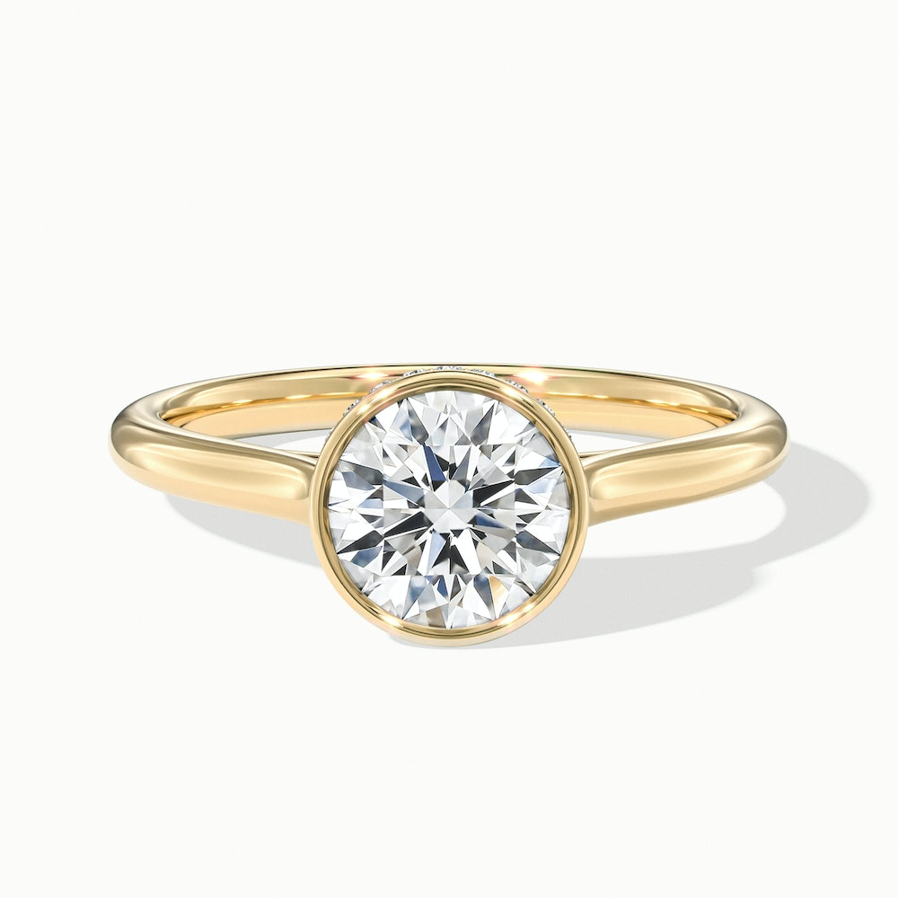 Anya 3 Carat Round Solitaire Lab Grown Engagement Ring Hidden Halo in 14k Yellow Gold