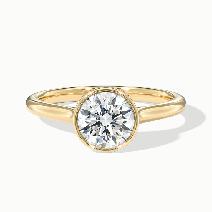 Myra 10 Carat Round Bezel Set Moissanite Engagement Ring in 14k Yellow Gold