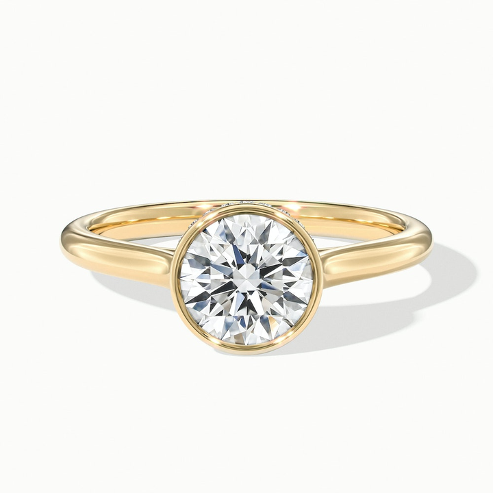 Angel 1 Carat Round Bezel Set Moissanite Diamond Ring in 14k Yellow Gold