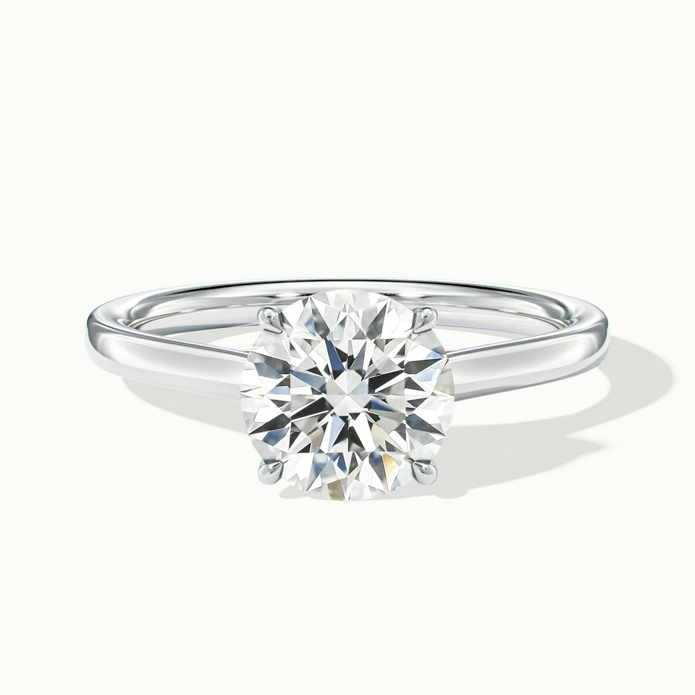 Anaya 3 Carat Round Cut Solitaire Moissanite Diamond Ring in 18k White Gold