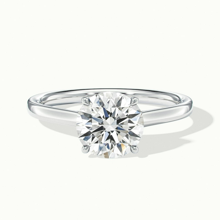 Lena 5 Carat Round Cut Solitaire Lab Grown Engagement Ring in 10k White Gold
