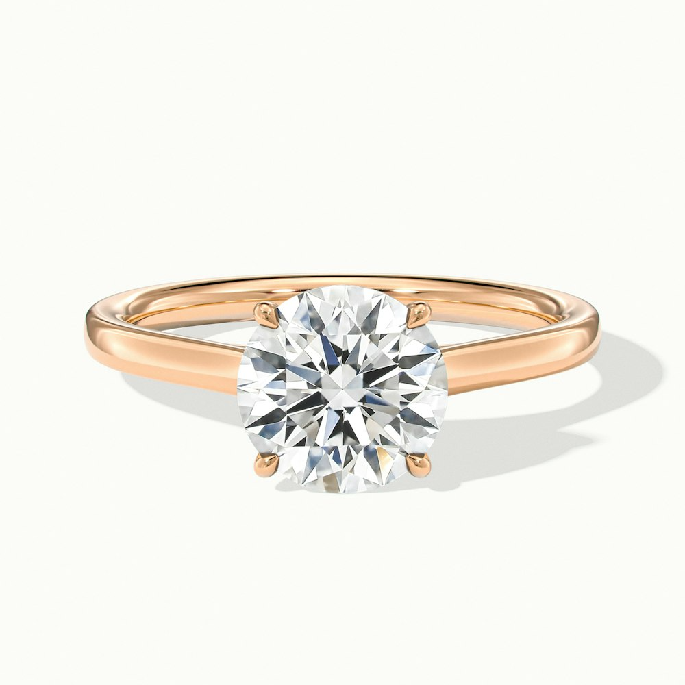 Lena 3.5 Carat Round Cut Solitaire Lab Grown Engagement Ring in 18k Rose Gold