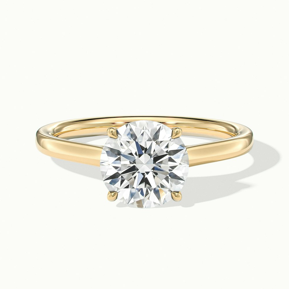 Lena 3 Carat Round Cut Solitaire Lab Grown Engagement Ring in 10k Yellow Gold