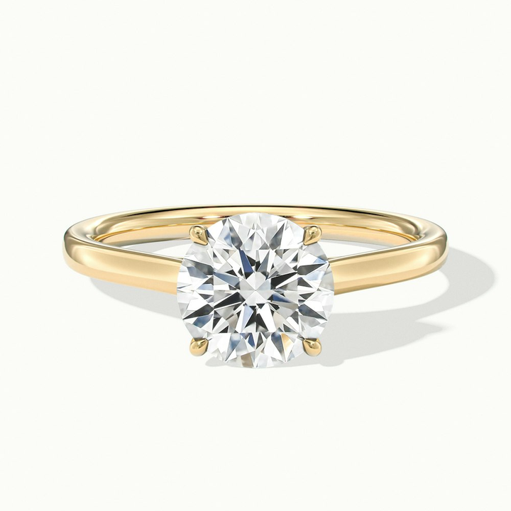 Lena 4 Carat Round Cut Solitaire Lab Grown Engagement Ring in 10k Yellow Gold