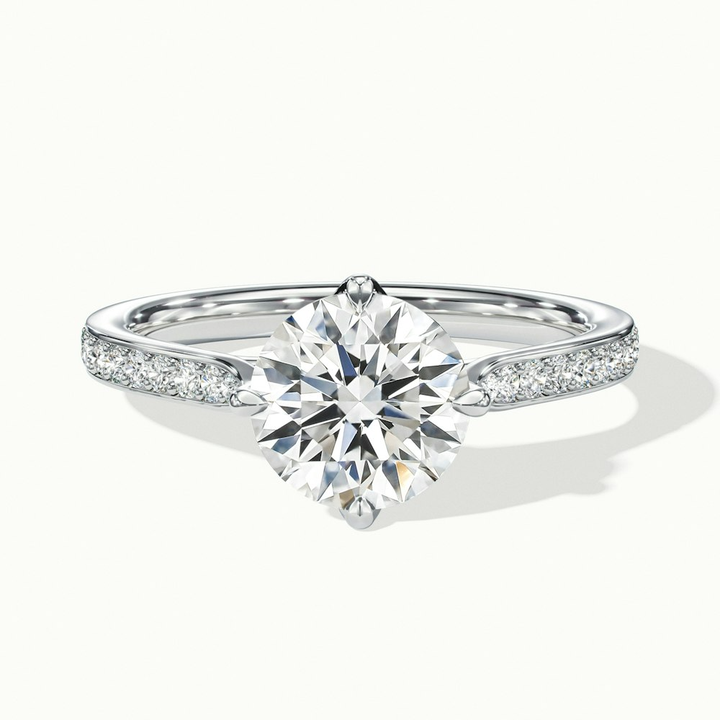 Alexa 4 Carat Round Solitaire Pave Moissanite Diamond Ring in 18k White Gold