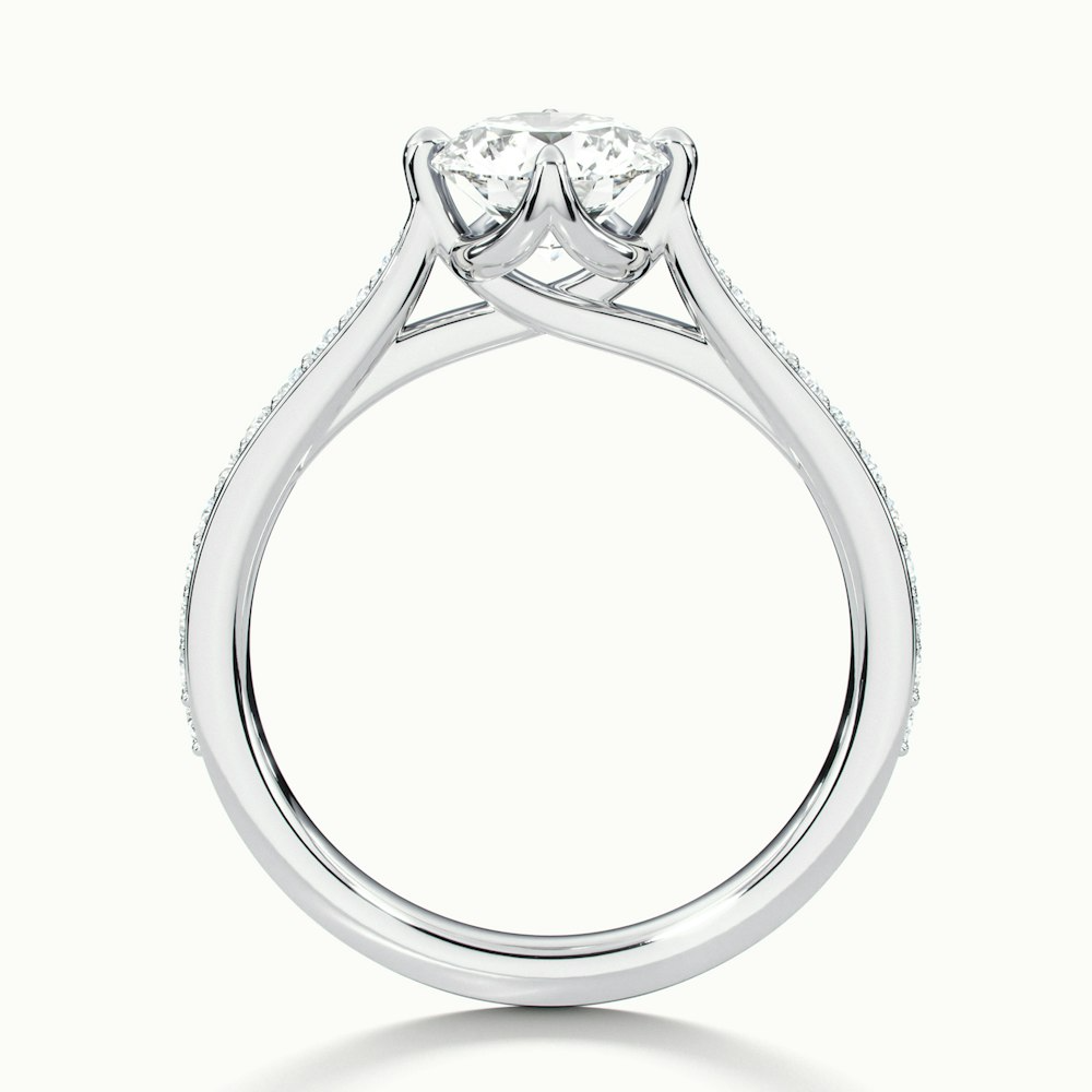 Anna 4 Carat Round Solitaire Pave Lab Grown Engagement Ring in 14k White Gold