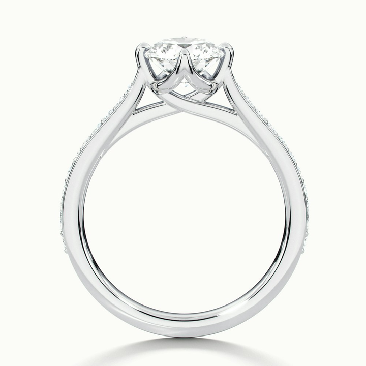 Anna 1 Carat Round Solitaire Pave Lab Grown Engagement Ring in 10k White Gold