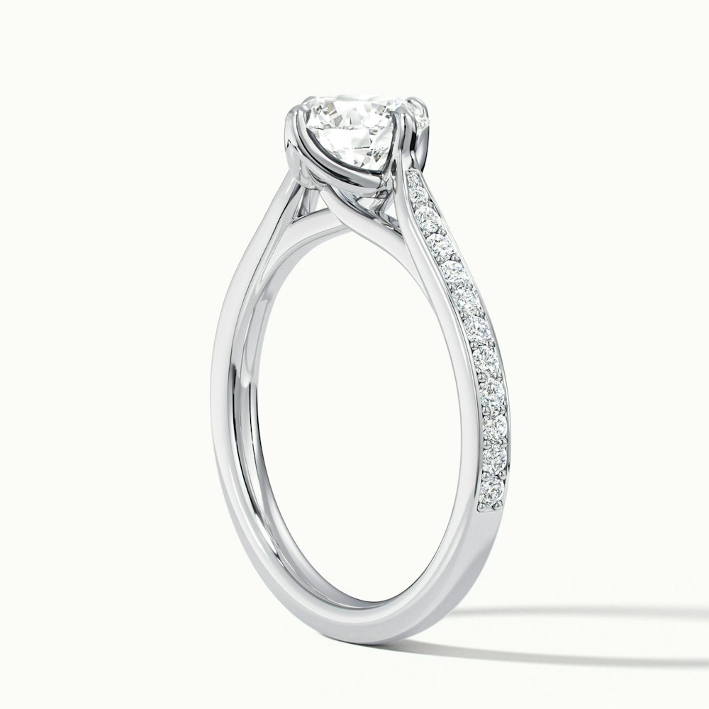 Anna 2 Carat Round Solitaire Pave Lab Grown Engagement Ring in 10k White Gold