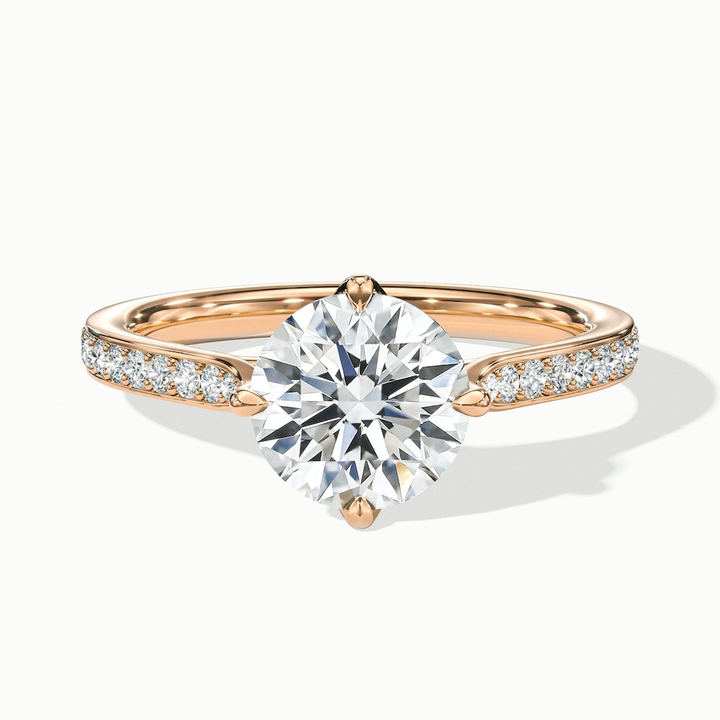 Alexa 5.5 Carat Round Solitaire Pave Moissanite Diamond Ring in 18k Rose Gold