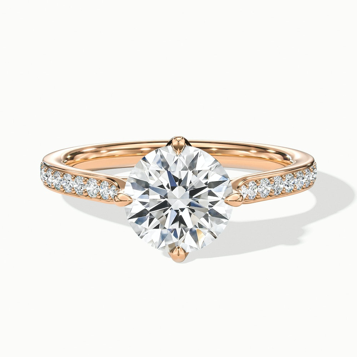 Anna 1 Carat Round Solitaire Pave Lab Grown Engagement Ring in 14k Rose Gold