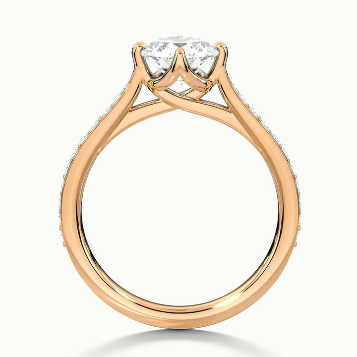 Anna 2.5 Carat Round Solitaire Pave Lab Grown Engagement Ring in 10k Rose Gold