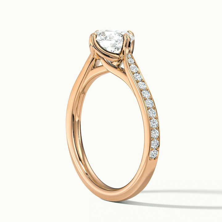 Alexa 1 Carat Round Solitaire Pave Moissanite Diamond Ring in 14k Rose Gold