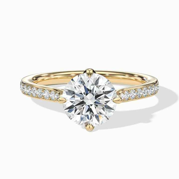 Anna 5 Carat Round Solitaire Pave Lab Grown Engagement Ring in 10k Yellow Gold