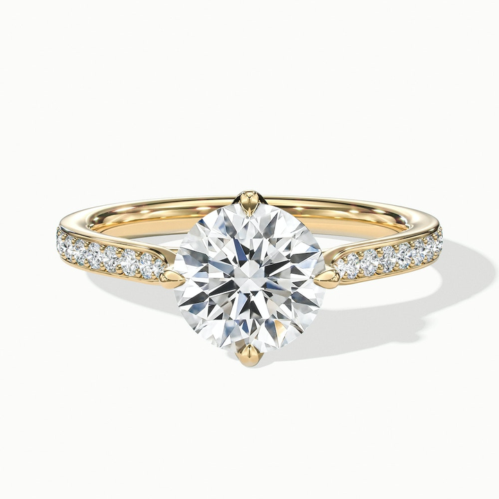 Anna 3.5 Carat Round Solitaire Pave Lab Grown Engagement Ring in 10k Yellow Gold