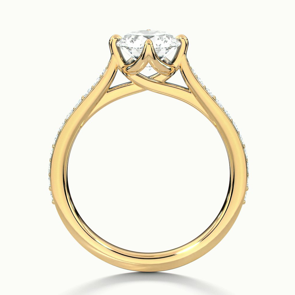 Anna 3 Carat Round Solitaire Pave Lab Grown Engagement Ring in 18k Yellow Gold