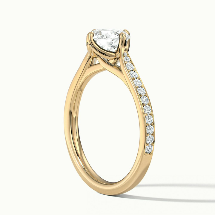 Anna 1.5 Carat Round Solitaire Pave Lab Grown Engagement Ring in 18k Yellow Gold